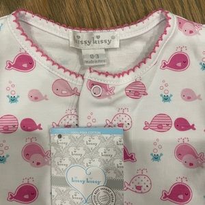 Kissy Kissy 0-3 months girl new with tags Whalewatch footie snaps
